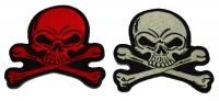Set of 2 Red and Gray 3 inch Skull Patches Set of 2 Red and Gray 3 inch Skull Patches