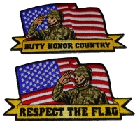 Set of 2 Saluting Soldier Patches Set of 2 Saluting Soldier Patches