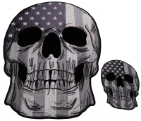 Set of 2, 1 Small and 1 Large American Flag Skull Grayscale Patches Set of 2, 1 Small and 1 Large American Flag Skull Grayscale Patches