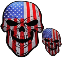Set of 2 Small and Large American Flag Skull Patches Set of 2 Small and Large American Flag Skull Patches