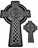 Set of 2, 1 Small and 1 Large Christian Cross Patches with Celtic Design Set of 2, 1 Small and 1 Large Christian Cross Patches with Celtic Design