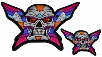Set of 2 Small and Large Colorful Robot Skull Patches Set of 2 Small and Large Colorful Robot Skull Patches