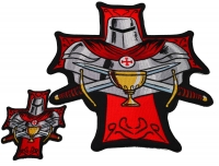 Set of 2 Small and Large Crusader Knight Patches with Holy Grail Set of 2 Small and Large Crusader Knight Patches with Holy Grail