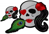Set of 2 Small and Large Cute Skull Patches