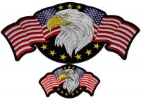 Set of 2 patches - Small and Large Eagle with American Flag Patches Set of 2 patches - Small and Large Eagle with American Flag Patches
