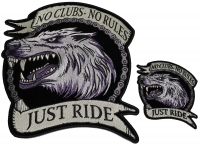 Set of 2, 1 Small and 1 Large Lone Wolf No Clubs No Rules Patches Set of 2, 1 Small and 1 Large Lone Wolf No Clubs No Rules Patches