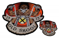 Set of 2 Small and Large Old Skool Chopper Biker Patches Set of 2 Small and Large Old Skool Chopper Biker Patches