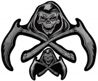 Set of 2 Small and Large Reaper Skull Patches Set of 2 Small and Large Reaper Skull Patches
