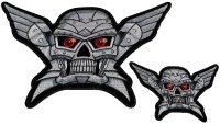 Set of 2 Small and Large Robot Skull Patches Set of 2 Small and Large Robot Skull Patches