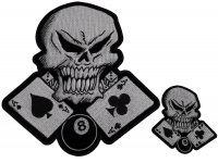 Set of 2 Small and Large Skull and Aces Patches Set of 2 Small and Large Skull and Aces Patches