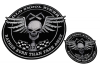 Set of 2 Small and Large Skull Wings Old Skool Biker Patches Set of 2 Small and Large Skull Wings Old Skool Biker Patches