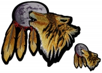 Set of 2 Small and Large Wolf Howling at the Moon Patches