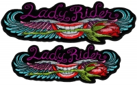 Set of 2 Small and Medium Lady Rider Lips and Roses Patches