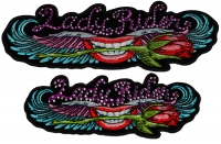 Set of 2 Small and Medium Lady Rider Patches with Crystals