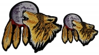 Set of 2 Small and Medium Wolf Howling at the Moon Patches Set of 2 Small and Medium Wolf Howling at the Moon Patches