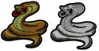 Set of 2 Small Cobra Snake Patches in Brown and White Set of 2 Small Cobra Snake Patches in Brown and White