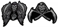 Set of 2 Small Grim Reaper Skull Patches Set of 2 Small Grim Reaper Skull Patches