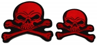 Set of 2 Small Red Skull Patches