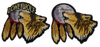Set of 2 Small Wolf Patches Howling at the Moon Set of 2 Small Wolf Patches Howling at the Moon