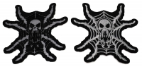 Set of 2 Spider Skull Patches in White and Reflective