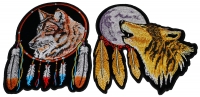 Set of 2 Wolf with Feathers Patches Set of 2 Wolf with Feathers Patches