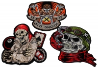 Set of 3 Biker Skull Patches Set of 3 Biker Skull Patches