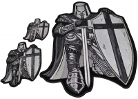 Set of 3 Crusader Kneeling Knight in Gray Patches