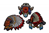 Set of 3 Indian Chief Patches Set of 3 Indian Chief Patches