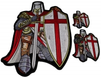 Set of 3 Small and Large Crusader Knight in Red Cape Patches