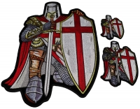 Set of 3 Small and Large Crusader Knight in Red Cape Patches Set of 3 Small and Large Crusader Knight in Red Cape Patches