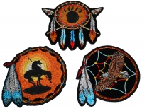 Set of 3 Small Dreamcatcher Patches Native American Indian Designs Set of 3 Small Dreamcatcher Patches Native American Indian Designs