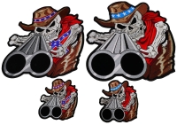 Set of 4 Skull Cowboy with Shotgun Barrel Patch Set of 4 Skull Cowboy with Shotgun Barrel Patch