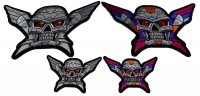 Set of 4 Small and Large Colorful and Silver Robot Skull Patches Set of 4 Small and Large Colorful and Silver Robot Skull Patches