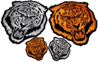 Set of 4 Small and Large Tiger Patches in Orange and White