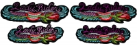 Set of 4 Small and Medium Lady Rider Patches with and without Crystals