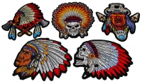 Set of 5 Small Native American Indian Headdress Patches Set of 5 Small Native American Indian Headdress Patches
