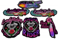 Set of 6 Small Lady Rider Patches for Biker Chicks