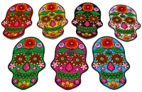 Set of 7 Embroidered Flower Skull Patches