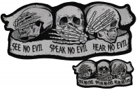 Set of Large and Small See Hear and Speak No Evil Skull Patches Set of Large and Small See Hear and Speak No Evil Skull Patches