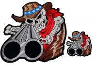Shotgun Barrel Cowboy Skull 2 Piece Front And Back Patch Set