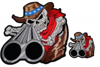 Shotgun Barrel Cowboy Skull 2 Piece Front And Back Patch Set Shotgun Barrel Cowboy Skull 2 Piece Front And Back Patch Set