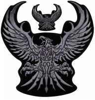 Shop Silver Eagle Embroidered Biker Patch Set Small And Large Shop Silver Eagle Embroidered Biker Patch Set Small And Large