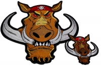 Wild Hog Biker Small And Large Patch Set