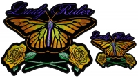 Yellow Butterfly Patches For Lady Riders Small And Large Embroidered