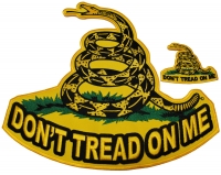 Yellow Snake Don't Tread On Me 2 Piece Small And Large Patch Set