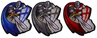 Blue Red and Gray Cape Crusader Knights Templar Small Iron on Patches Blue Red and Gray Cape Crusader Knights Templar Small Iron on Patches