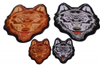 Brown and Gray Wolves Small and Large Iron on Patch Set of 4