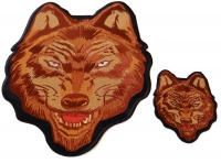 Brown Wolf Small and Large Iron on Patch Set Brown Wolf Small and Large Iron on Patch Set
