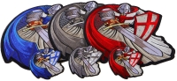 Crusader Knights Templar Patches Mega Set of 3 Large and 3 Small Patches in Red Blue and Silver