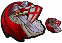 Red Cape Crusader Knight Templar Small and Large Iron on Patch Set
